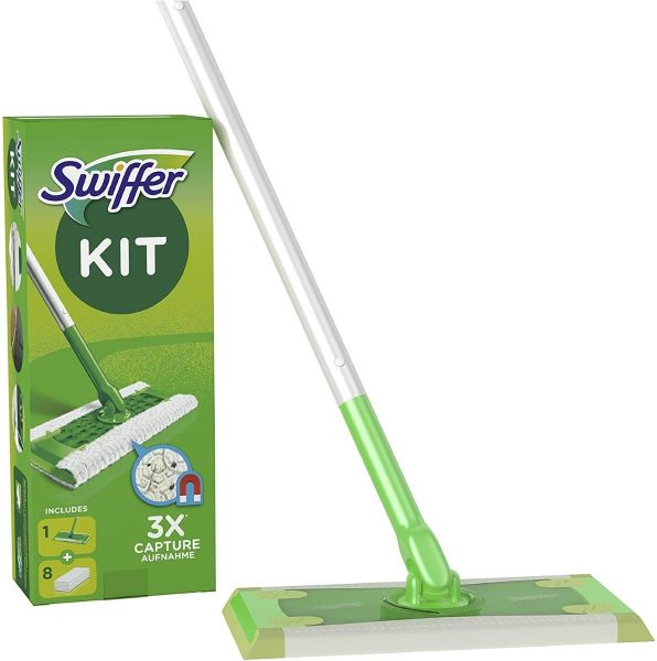 Swiffer Starter Kit Scopa con 1 Manico + 8 Panni di Ricambio NIHAO MARKET